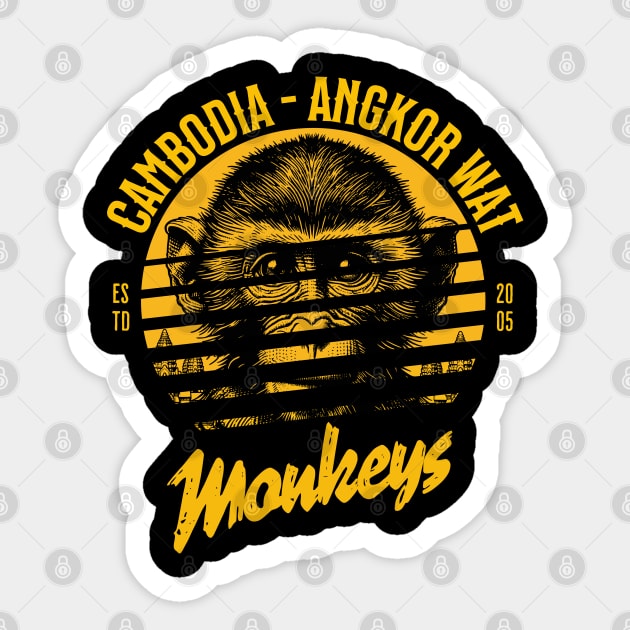 wild monkeys in Angkor Wat, Cambodia Sticker by Mafiadonar